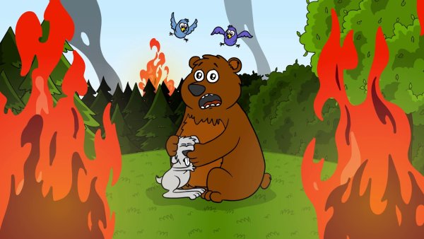 Пожар в лесу рисунок