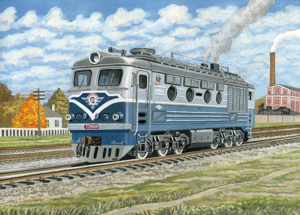 Тэп70 и паровоз