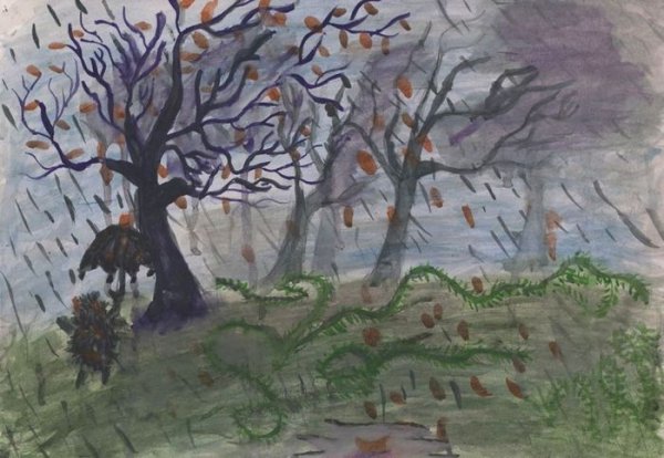 Рисование поздняя осень