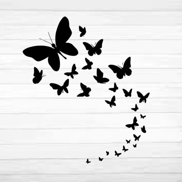 Стая бабочек силуэт