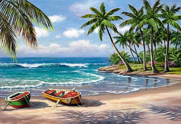 Морской пейзаж с пальмами