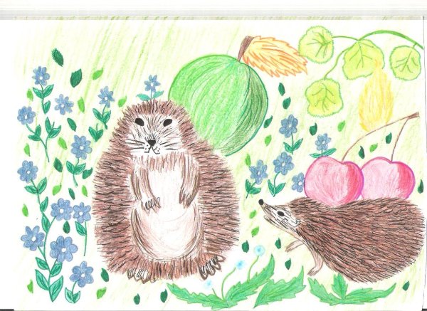 Ежик красками для детей