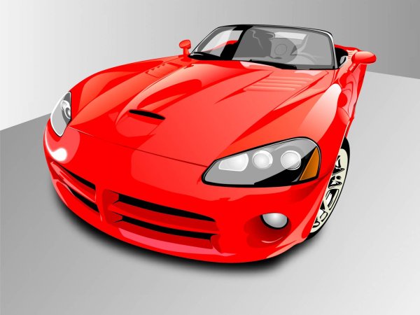 Рисованный красный автомобиль