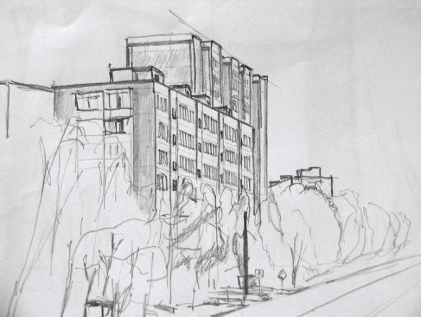 Набросок многоэтажного дома