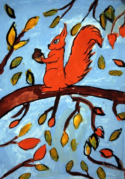 Белочка осень рисунок