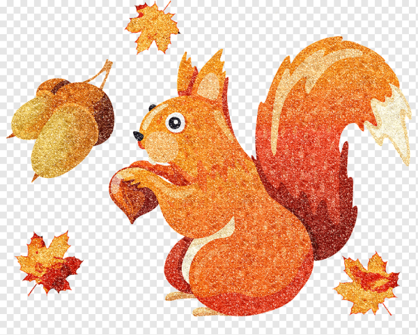 Белка из осенних листьев