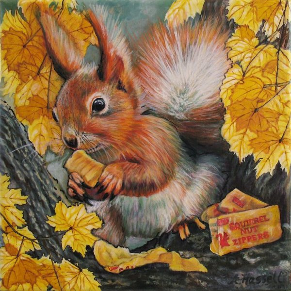 Белочка цветными карандашами