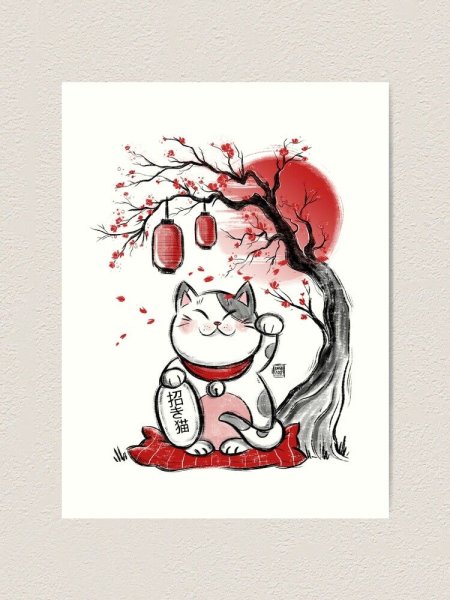 Японский кот удачи Манеки неко тату