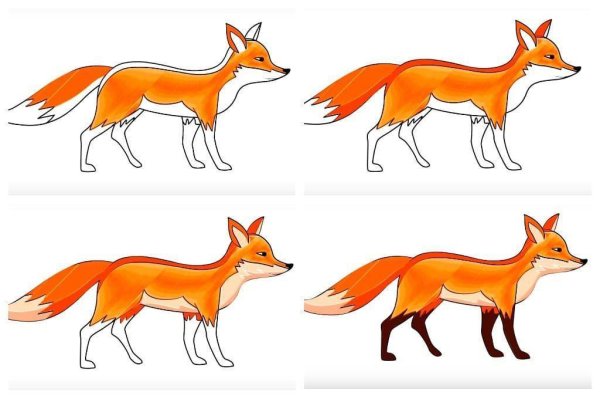 Нарисовать морду лисы поэтапно