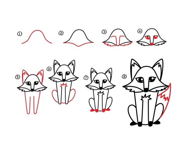 Поэтапное рисование волка для дошкольников