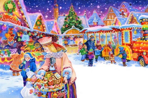 Рождественские гуляния иллюстрации