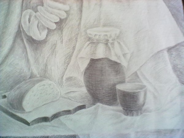 Сельский натюрморт карандашом