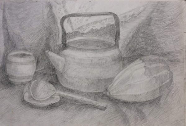 Сельский натюрморт карандашом