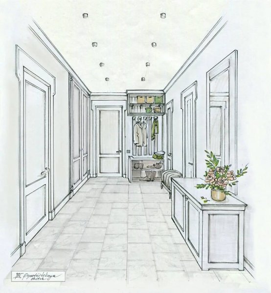 Эскиз интерьера прихожей