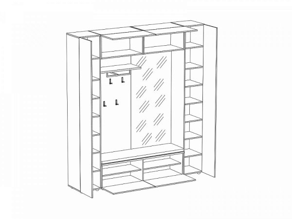Эскиз прихожей с открытой вешалкой