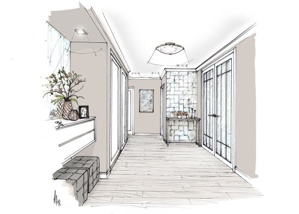 Коридор для рисования интерьера