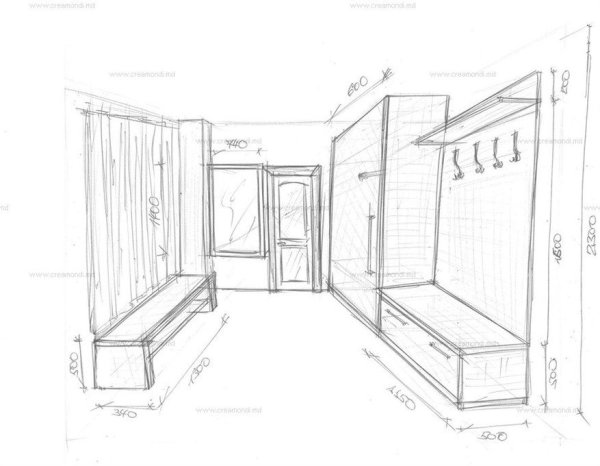 План комнаты с мебелью вид сбоку рисунок