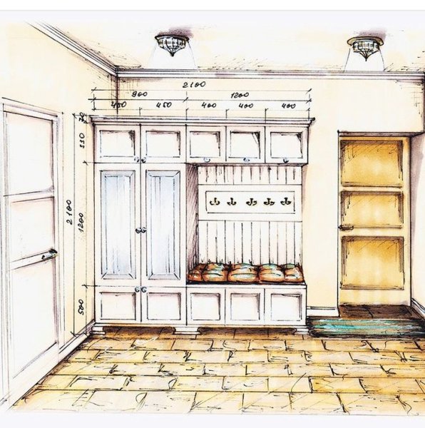 Скетчи интерьеров прихожая