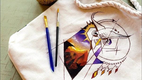 Роспись ткани сумки