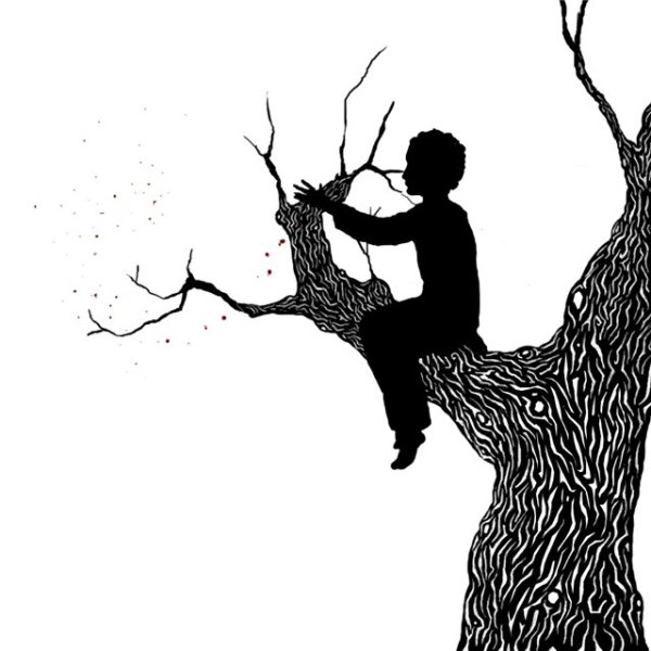 Человек у дерева силуэт