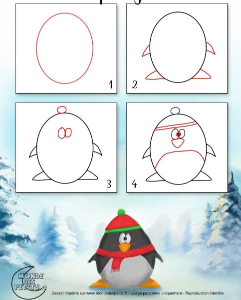 Поэтапное рисование снеговика