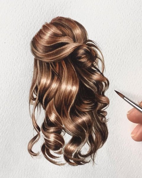 Локон волос карандашом
