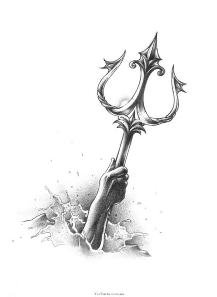 Трезубец Посейдона тату эскизы