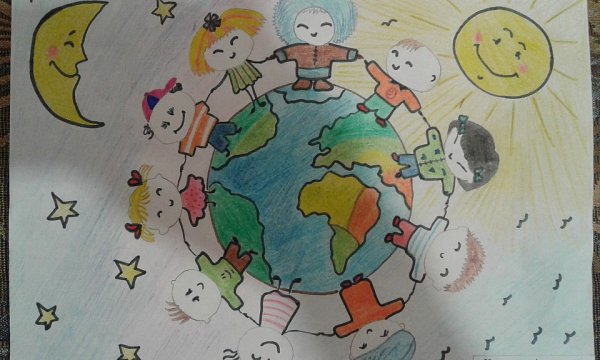 Рисунок на тему дружная Планета