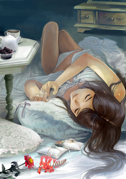 Аниме девочка заболела