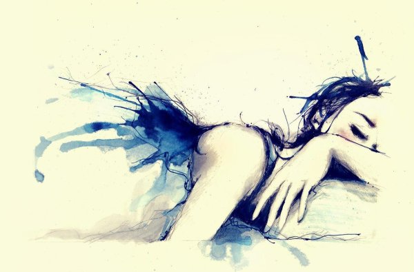 Спящая девушка арт