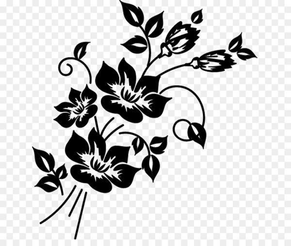 Цветы вектор черно белый