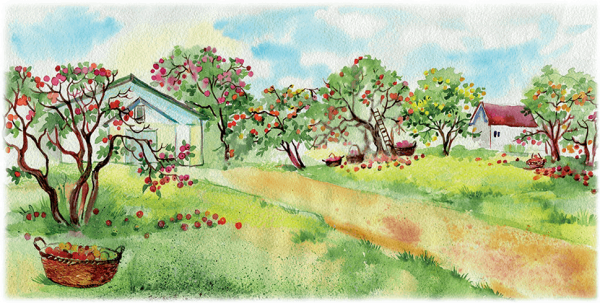 Рисование Яблоневый сад
