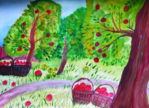 Нарисовать Яблоневый сад
