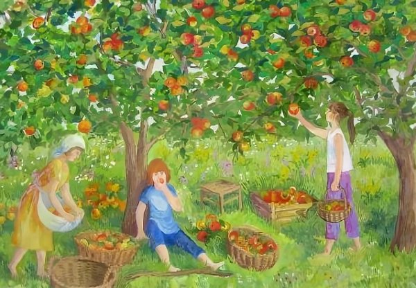 Сад с фруктовыми деревьями для детей