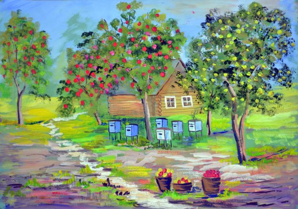 Яблоневый сад картина