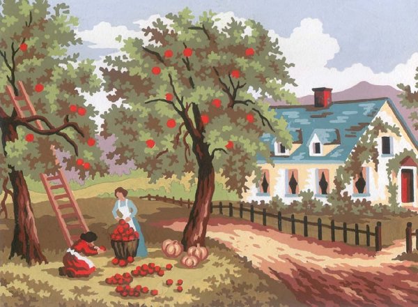 Домик и яблоня рисунки