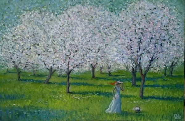 Кустодиев цветущие сады весной