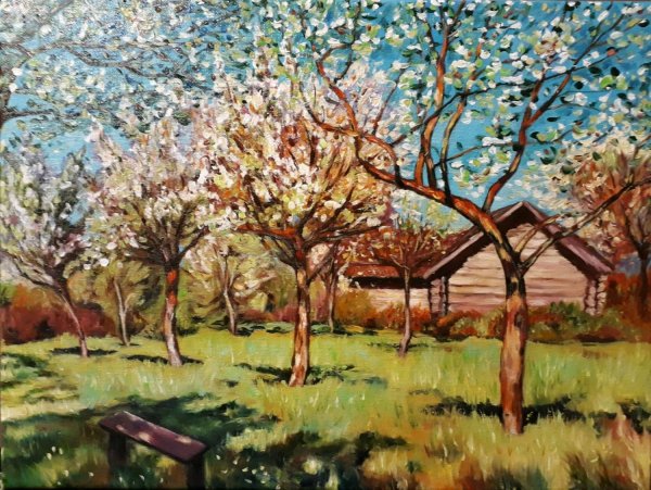 Исаак Левитан цветущие яблони