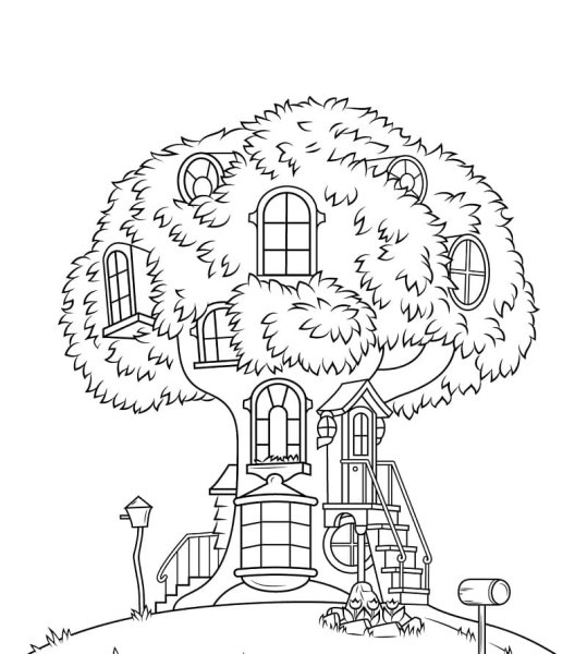 Домик на дереве раскраска для детей