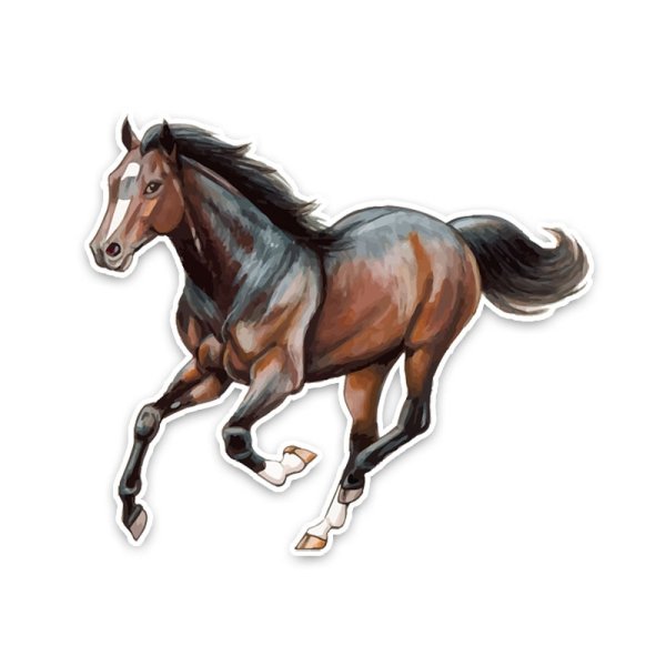 Лошадь бежит на белом фоне