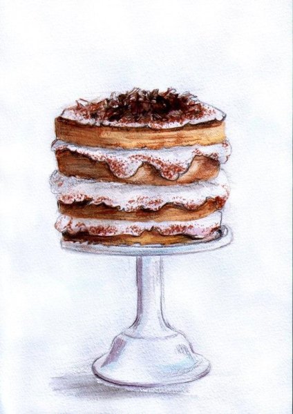 Разрез торта акварель