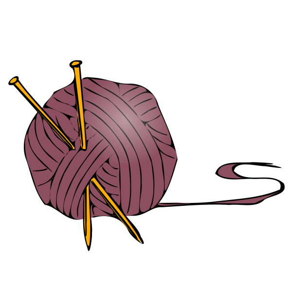 Клубок со спицами на прозрачном фоне