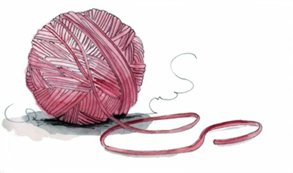 Клубок ниток акварель