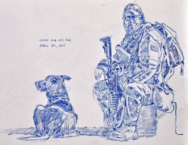 Солдат с собакой арт