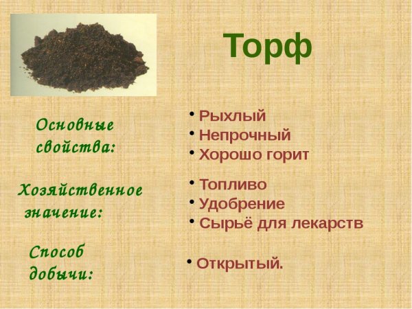 Основное свойство торфа