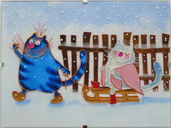 Витражная роспись зима