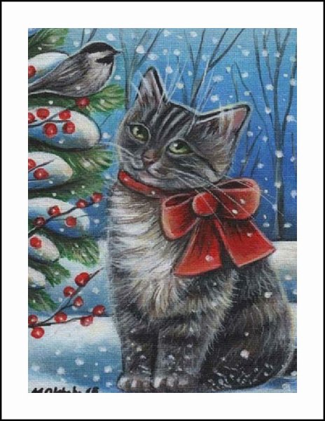 Кот зимой арт