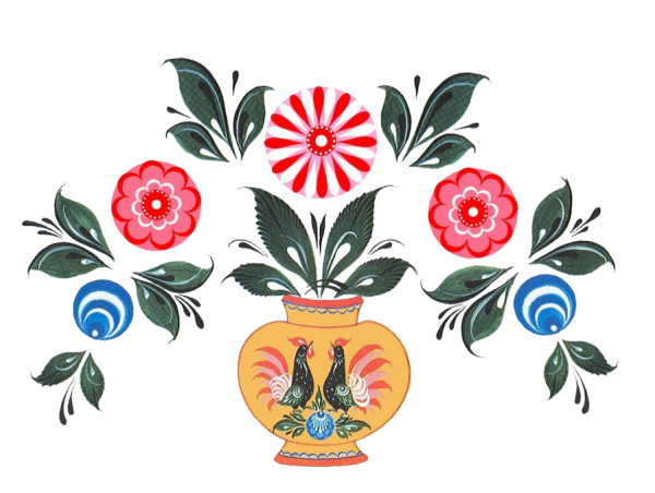 Элементы и мотивы Городецкой росписи