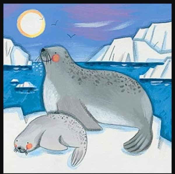 Рисование пингвины в Антарктиде