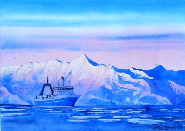 Пингвины на льдинах